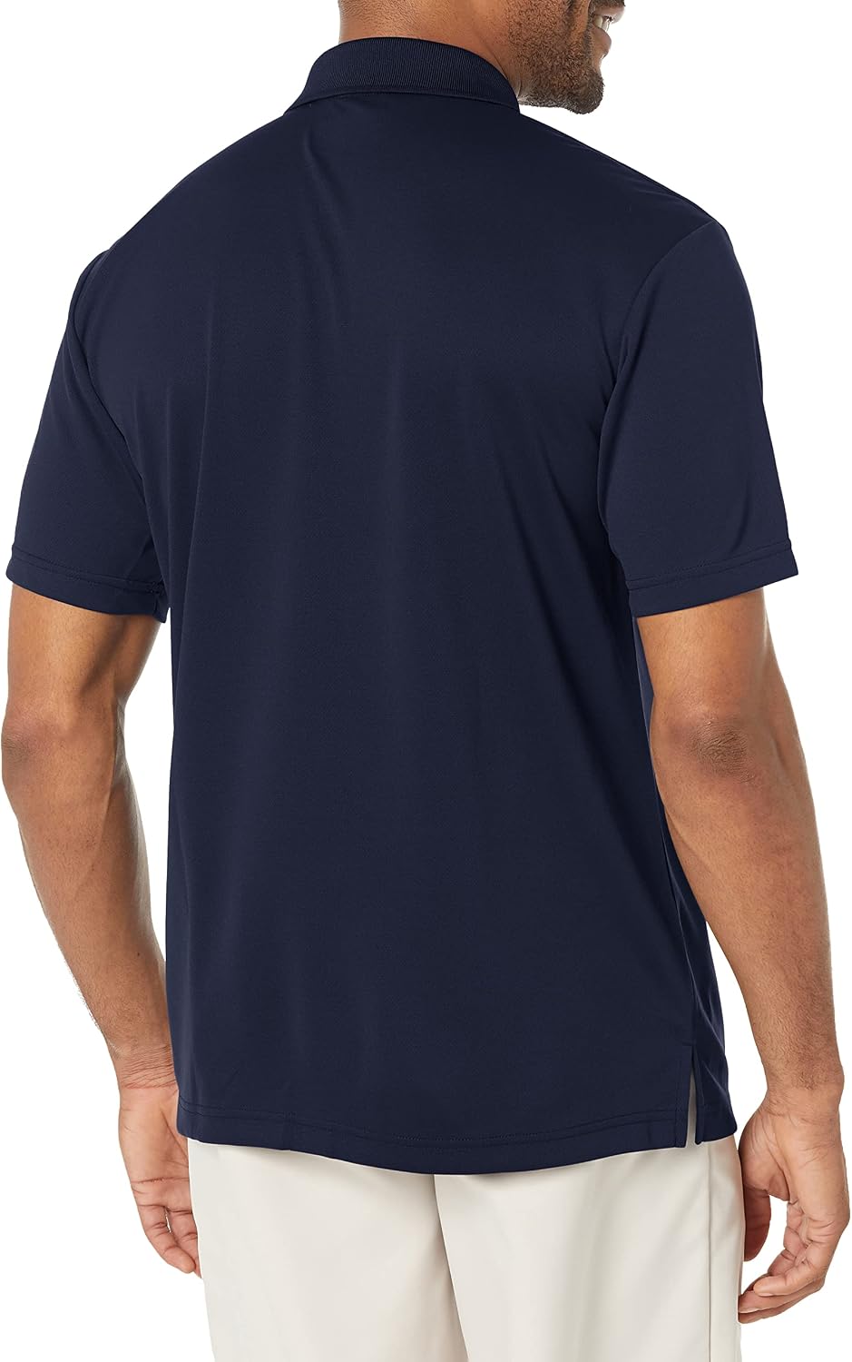 Men's Solid Mesh Short Golf Polo Shirt - Image 2